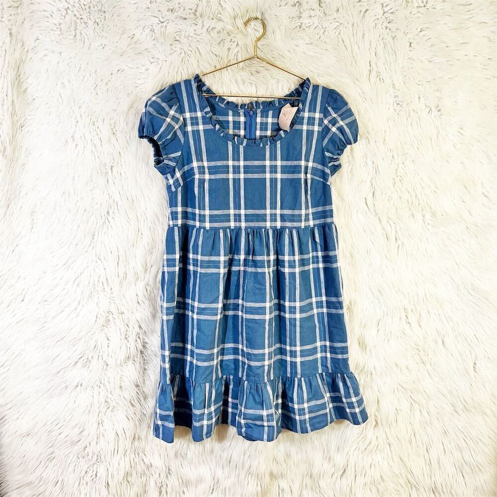 Gal Meets Glam Blue Plaid Babydoll Dress Size large